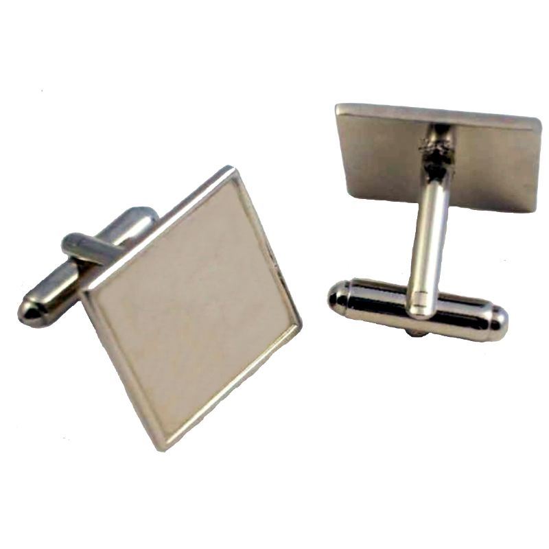 Cufflink Pair Square 18mm silver and printed domes